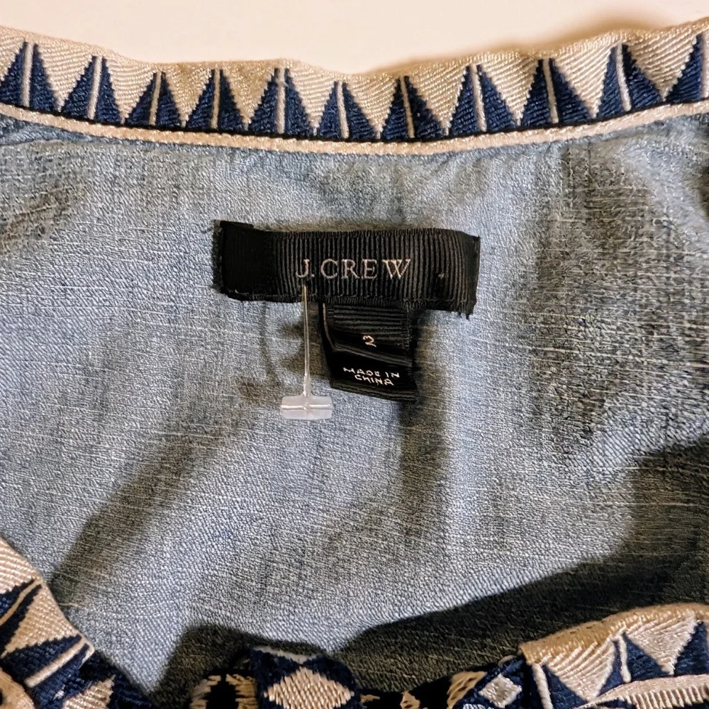 JCrew Chambray Shift Dress Indigo 100% Cotton Sleeveless 2 Front side pockets